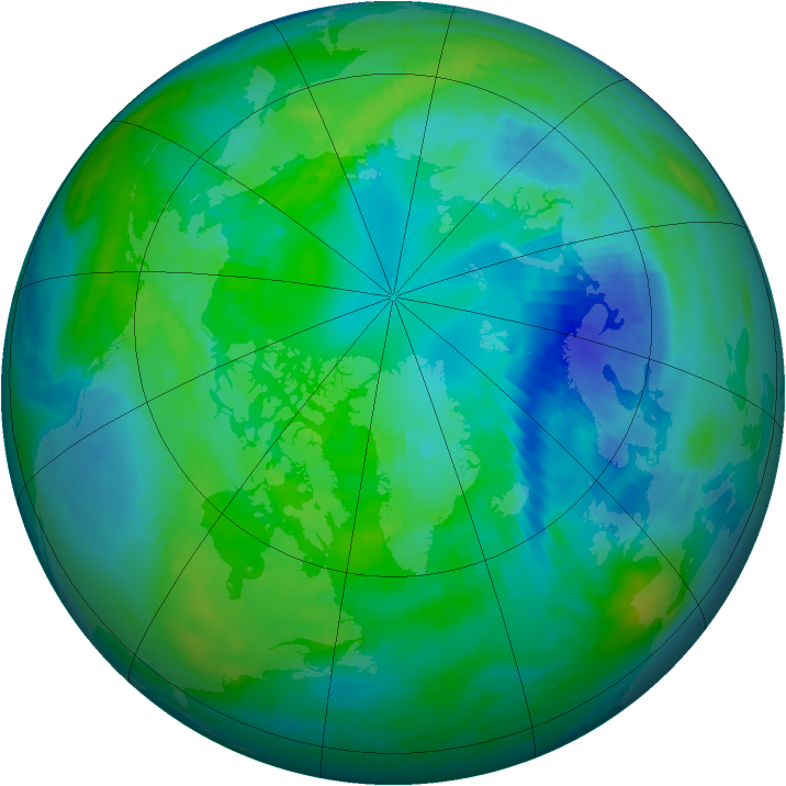 Arctic ozone map for 11 October 1991